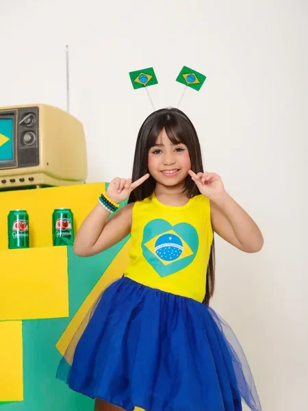 Vestido Brasil- Saia azul tule
