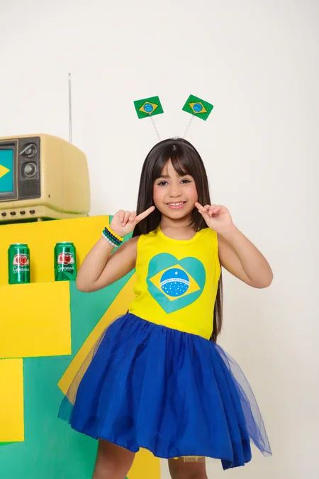 Vestido Brasil- Saia azul tule