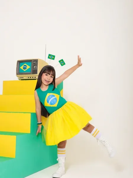 Vestido Brasil- Saia amarela tule