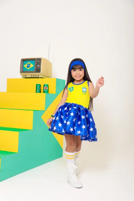Vestido Brasil- Saia estrelada