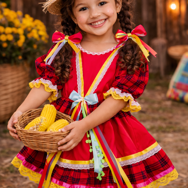 Vestido Junino- Xadrez Vermelho