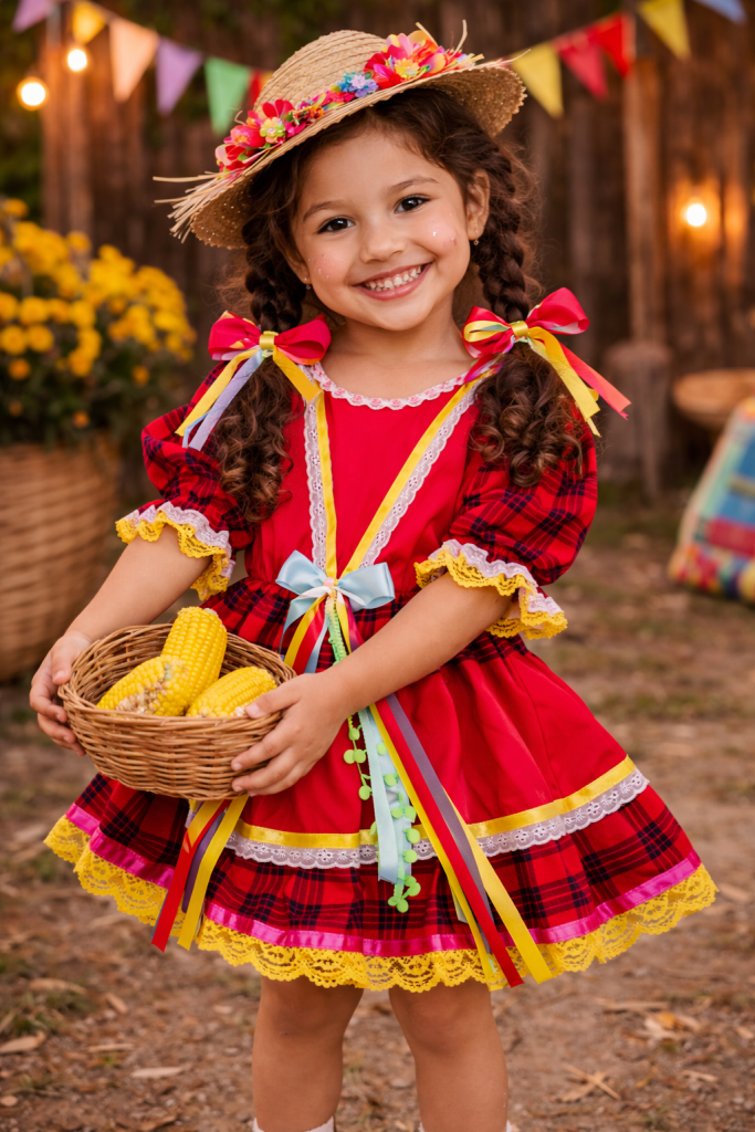 Vestido Junino- Xadrez Vermelho