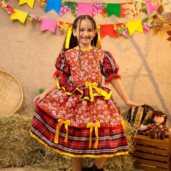 Matutinha Chita- Vestido Junino Premium