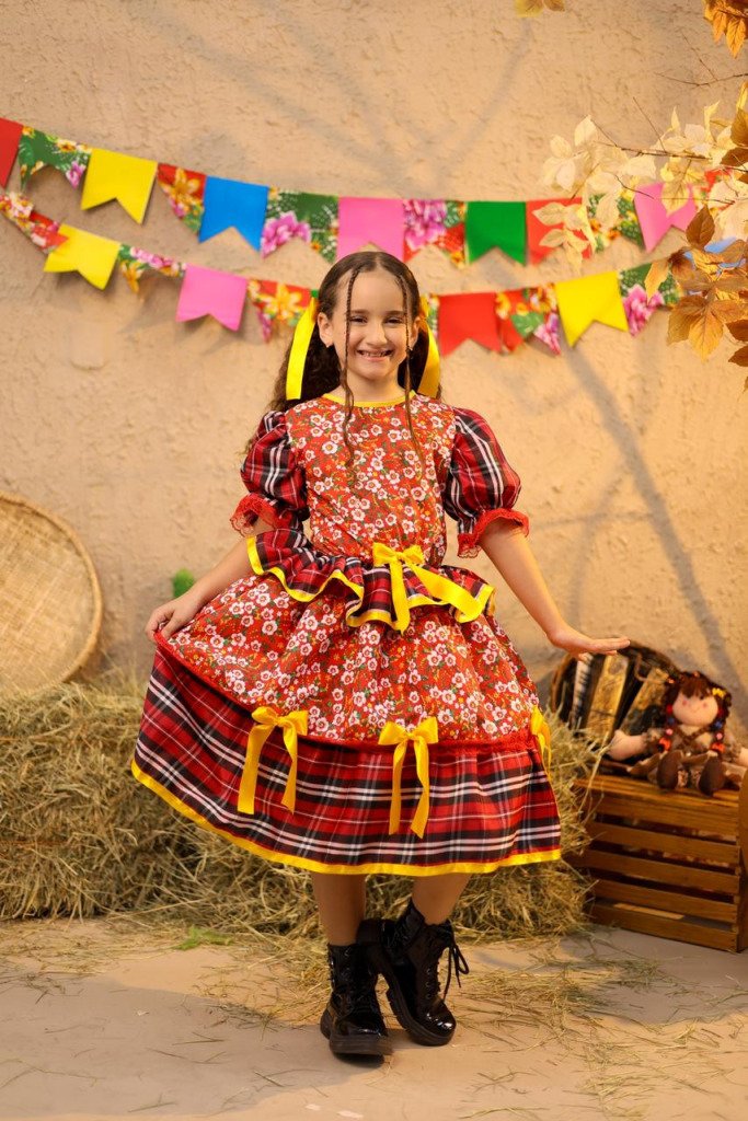 Matutinha Chita- Vestido Junino Premium