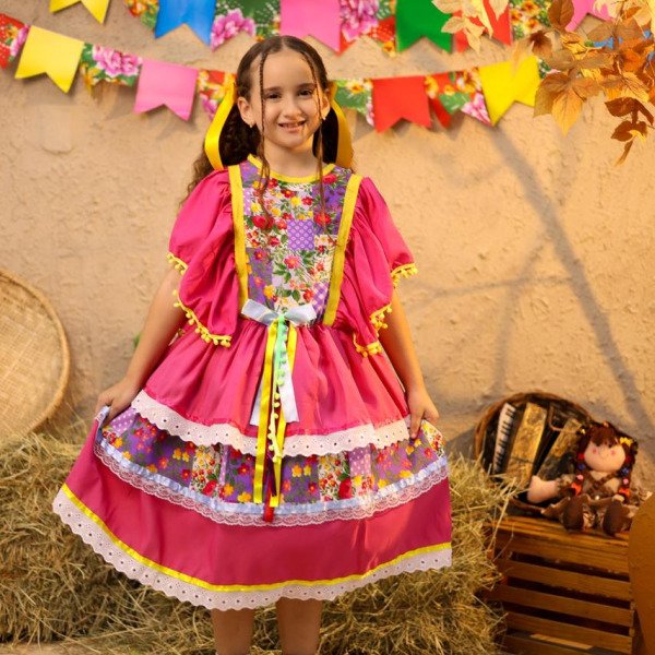 Chamego Rosa- Vestido Junino Premium