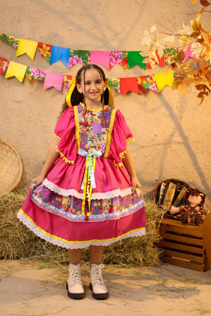 Chamego Rosa- Vestido Junino Premium